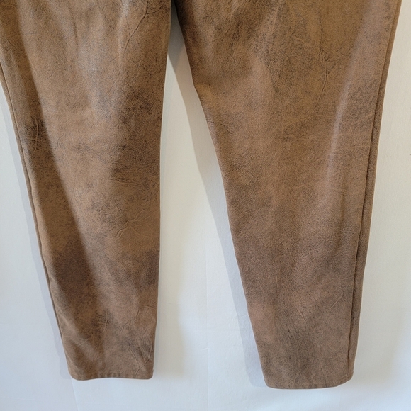 CHICO'S Women Brown Faux Leather High Rise Skinny Pants Sz 1.5/6 Fall Minimalist - Picture 7 of 11